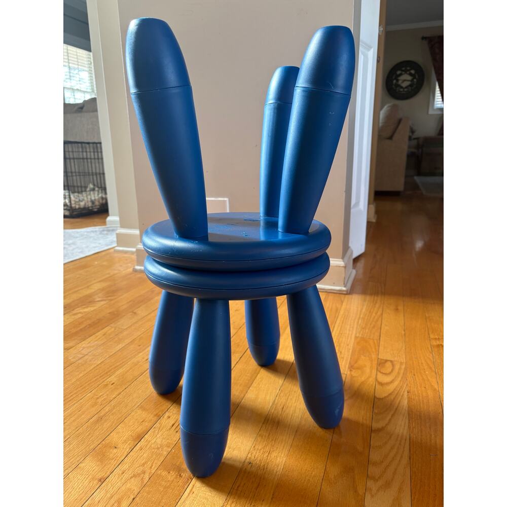 Set of 2 Vintage IKEA 1990s MAMMUT Blue Four Legged Stools rare ! Fast shipping - Picture 3 of 10